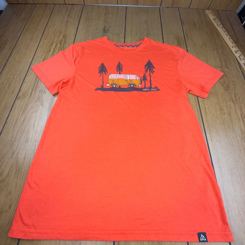 Alpine Design Mens Earth First Camper Van Graphic T-Shirt Orange Size M